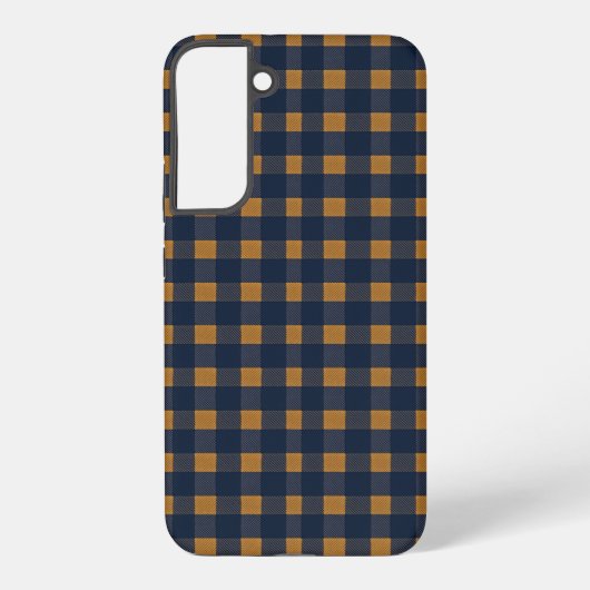 Navy and Brown Plaid Checkered Pattern Samsung Galaxyケース (裏面)