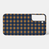 Navy and Brown Plaid Checkered Pattern Samsung Galaxyケース (裏面横)
