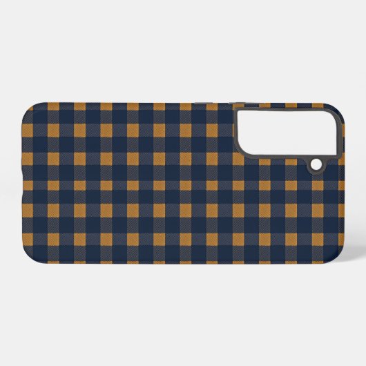 Navy and Brown Plaid Checkered Pattern Samsung Galaxyケース (裏面横)