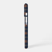 Navy and Brown Plaid Pattern iPhone 16ケース (左側面)