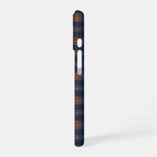 Navy and Brown Plaid Pattern iPhone 16ケース (左側面)