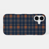 Navy and Brown Plaid Pattern iPhone 16ケース (裏面横)