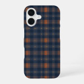 Navy and Brown Plaid Pattern iPhone 16ケース (裏面)