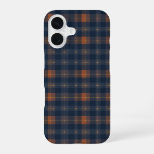 Navy and Brown Plaid Pattern iPhone 16ケース