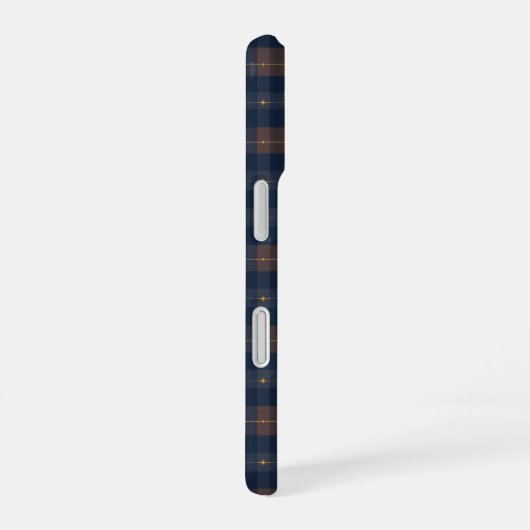 Navy and Brown Plaid Pattern iPhone 16ケース (右側面)