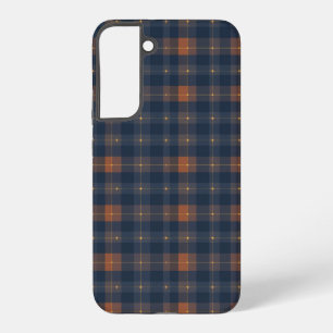 Navy and Brown Plaid Pattern Samsung Galaxy S22+ケース