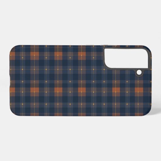 Navy and Brown Plaid Pattern Samsung Galaxyケース (裏面横)