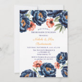 Navy and Burnt Orange Floral Bachelorette Party  招待状 (正面)