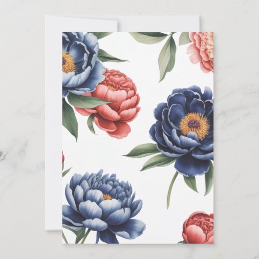 Navy and Burnt Orange Floral Couples Shower 招待状 (裏面)