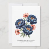 Navy and Burnt Orange Floral Wedding Shower 招待状 (裏面)
