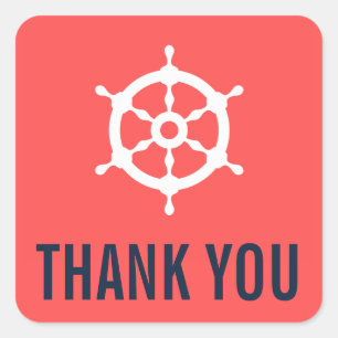 Navy and Coral's Thank You航海の Stickers スクエアシール