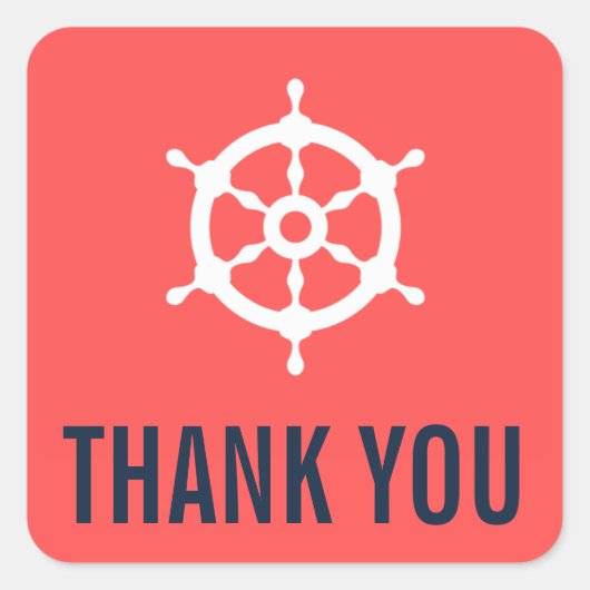 Navy and Coral's Thank You航海の Stickers スクエアシール (正面)