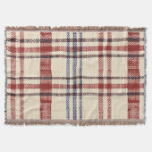 Navy and Cream Rustic Plaid Pattern スローブランケット (正面)