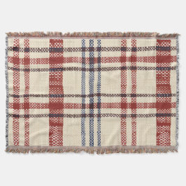 Navy and Cream Rustic Plaid Pattern スローブランケット