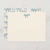 Navy and Cream Simple Bow Personal Stationery ノートカード (正面/裏面)