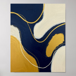 Navy and Gilded Flow ポスター