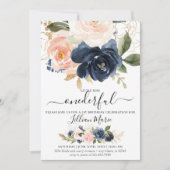 Navy and Girlの赤面誕生日招待状 招待状 (正面)