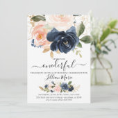 Navy and Girlの赤面誕生日招待状 招待状 (スタンド正面)