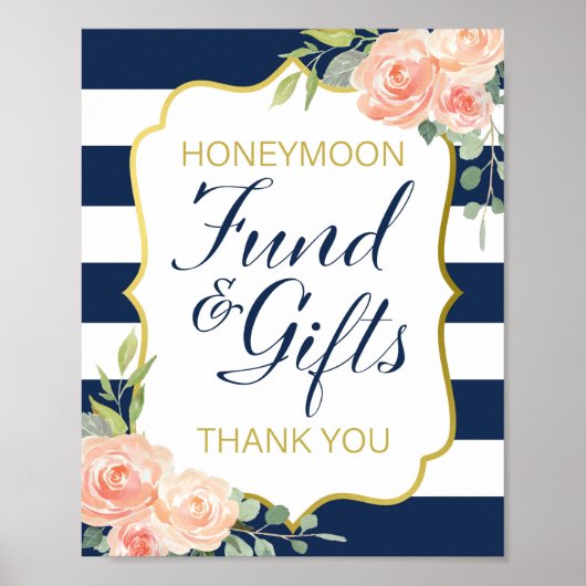 Navy and Gold 結婚 FoilのSign 8x10" ポスター (正面)