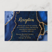 Navy and Gold Agate Wedding Reception エンクロージャーカード (正面)