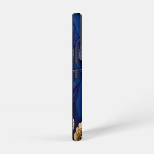 Navy and Gold Botanical Leaf Pattern Samsung Galaxyケース (右側面)