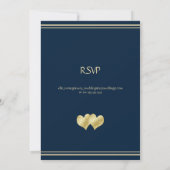 Navy and Gold Elegant Wedding with RSVP 招待状 (裏面)