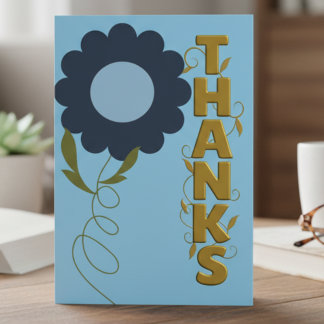 Navy and Gold Flower Gratitude Card ノートカード