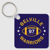 Navy and Gold Football Jersey Number Photo キーホルダー (正面)