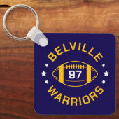 Navy and Gold Football Jersey Number Photo キーホルダー (正面)