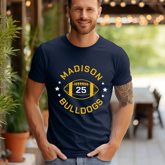 Navy and Gold Football Player Jersey Number Tシャツ