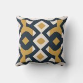 Navy and Gold Geometric Mediterranean Tile  クッション (裏面)