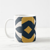 Navy and Gold Geometric Tile Pattern コーヒーマグカップ (左)