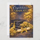 Navy and Gold Graduation Card  シーズンカード (正面)
