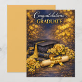 Navy and Gold Graduation Card  シーズンカード (正面/裏面)