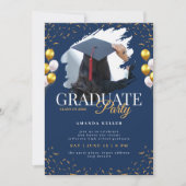Navy and Gold Graduation Party 招待状 (正面)