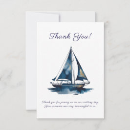 Navy And Gold Sailboat Nautical Wedding サンキューカード
