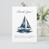 Navy And Gold Sailboat Nautical Wedding サンキューカード (スタンド正面)
