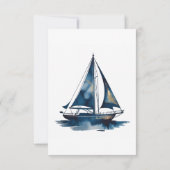 Navy And Gold Sailboat Nautical Wedding サンキューカード (裏面)
