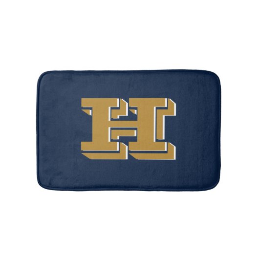 Navy and Gold School Pride Color Style Monogram バスマット (正面)