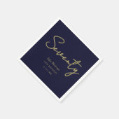 Navy and Gold Seventy Birthday Party Napkins  スタンダードカクテルナプキン (角)