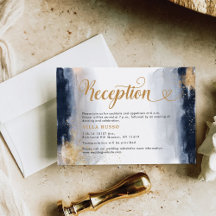 Navy and Gold Wedding Reception Card