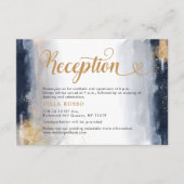 Navy and Gold Wedding Reception Card エンクロージャーカード (正面)