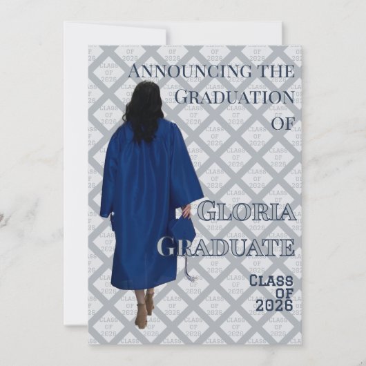 Navy and Gray Graduation Announcement Invite カード (正面)