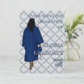 Navy and Gray Graduation Announcement Invite カード (スタンド正面)