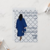 Navy and Gray Graduation Announcement Invite カード (正面/裏面インサイチュ)