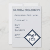 Navy and Gray Graduation Announcement Invite カード (裏面)