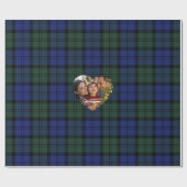 Navy and Green Tartan Personalized Photo Christmas ラッピングペーパー (フラット)