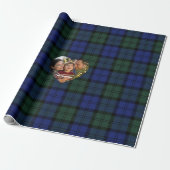 Navy and Green Tartan Personalized Photo Christmas ラッピングペーパー (アンロールド)