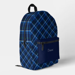 Navy and Light Blue Plaid プリントバックパック