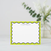 Navy and Lime Striped Wavy Frame Note Card 招待状 (スタンド正面)